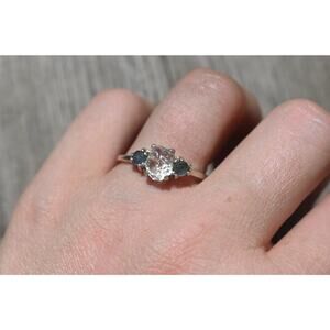 Raw Sapphire Engagement Ring Rough Diamond Wedding Band Unique Graduation